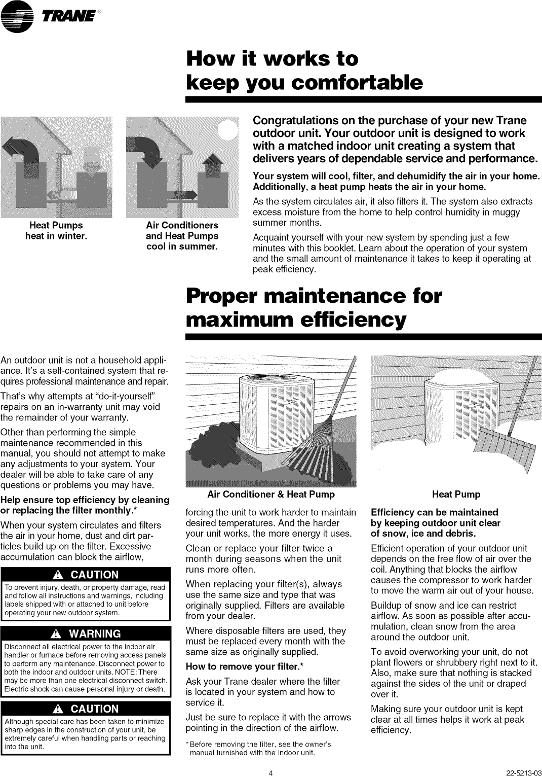 Page 4 of 8 - TRANE  Air Conditioner/heat Pump(outside Unit) Manual L0904653