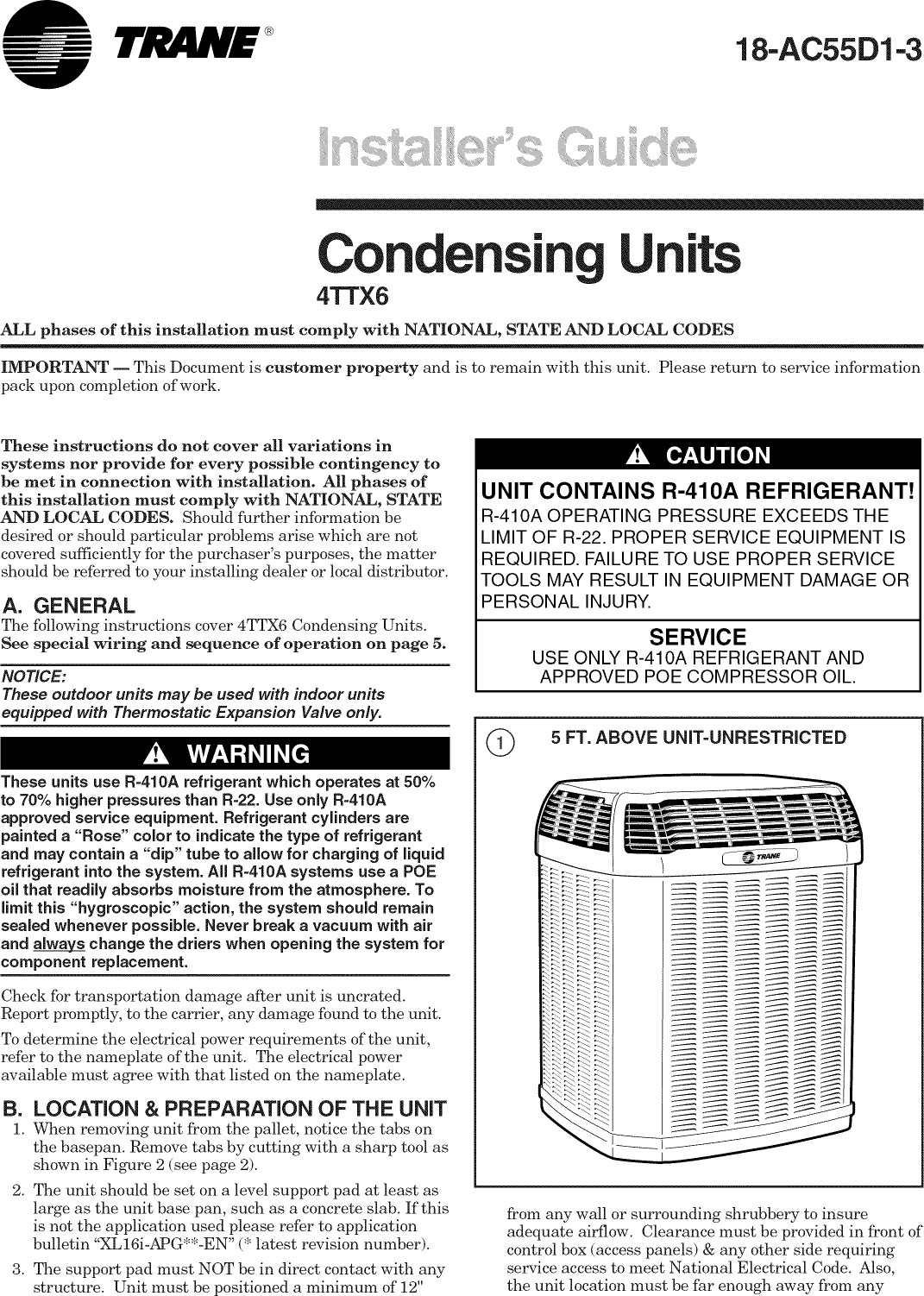 Page 1 of 8 - TRANE  Air Conditioner/heat Pump(outside Unit) Manual L0904669