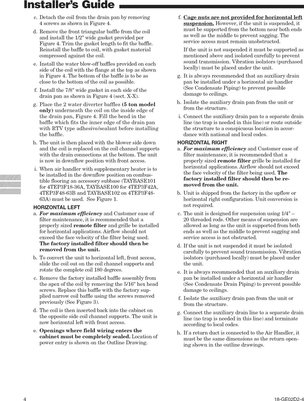 Page 4 of 12 - TRANE  Air Handler (indoor Blower&evap) Manual L0905036