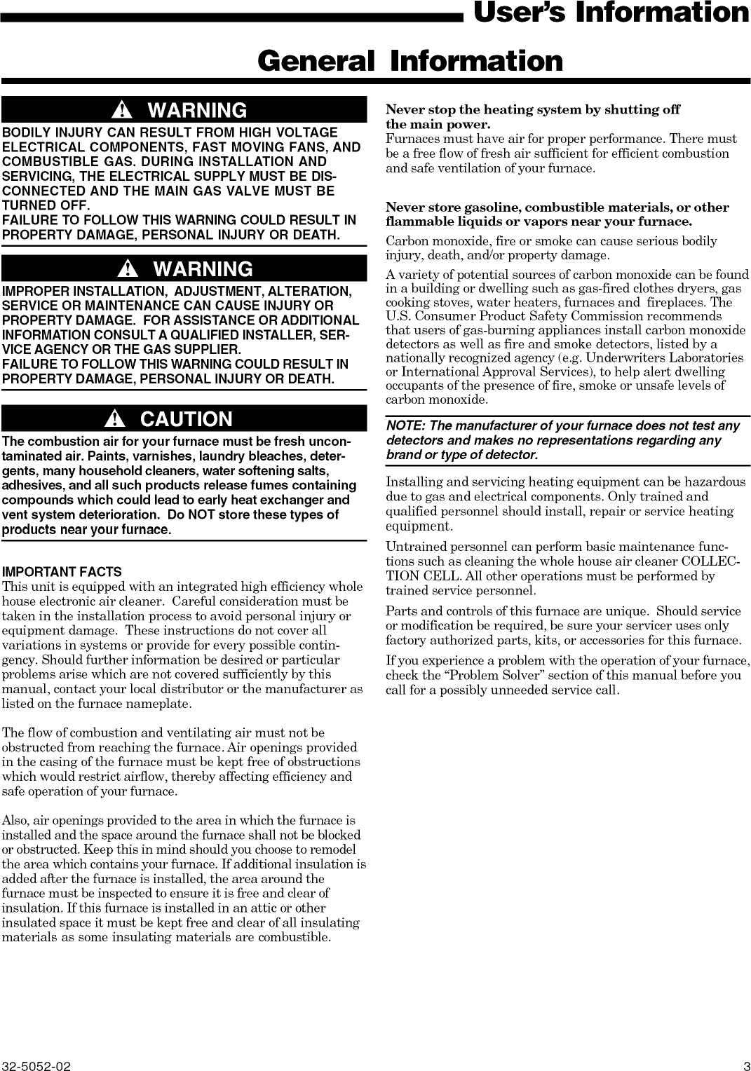 Page 3 of 10 - TRANE  Furnace/Heater, Gas Manual L0905290