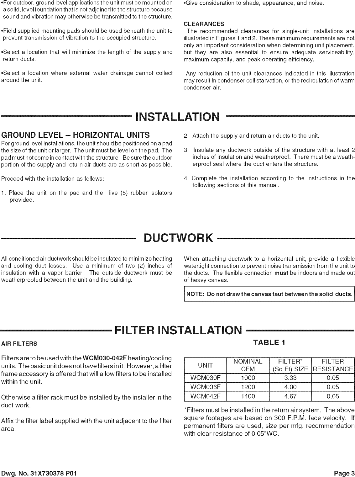 Page 3 of 12 - TRANE  Package Units(both Units Combined) Manual L0905303