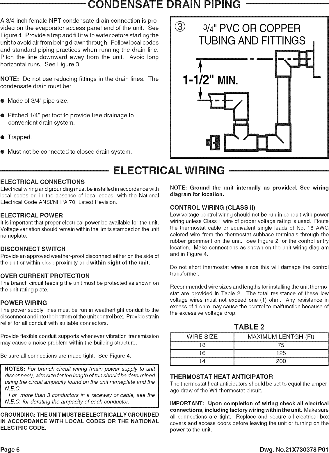 Page 6 of 12 - TRANE  Package Units(both Units Combined) Manual L0905303