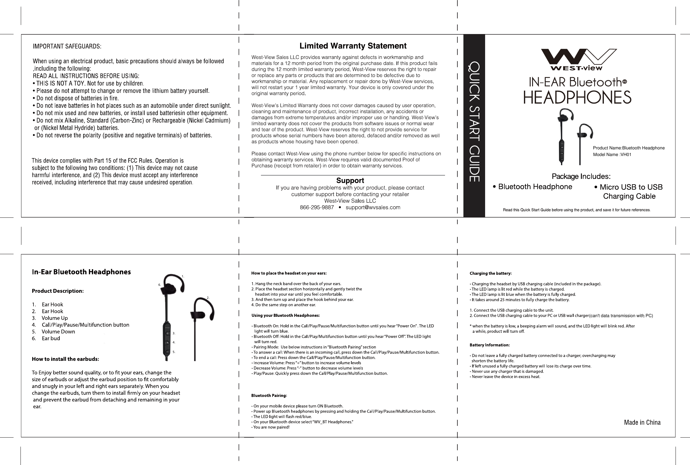 1.2.3.4.6.5.Product Name:Bluetooth Headphone Model Name :VH01(can't data transmission with PC)