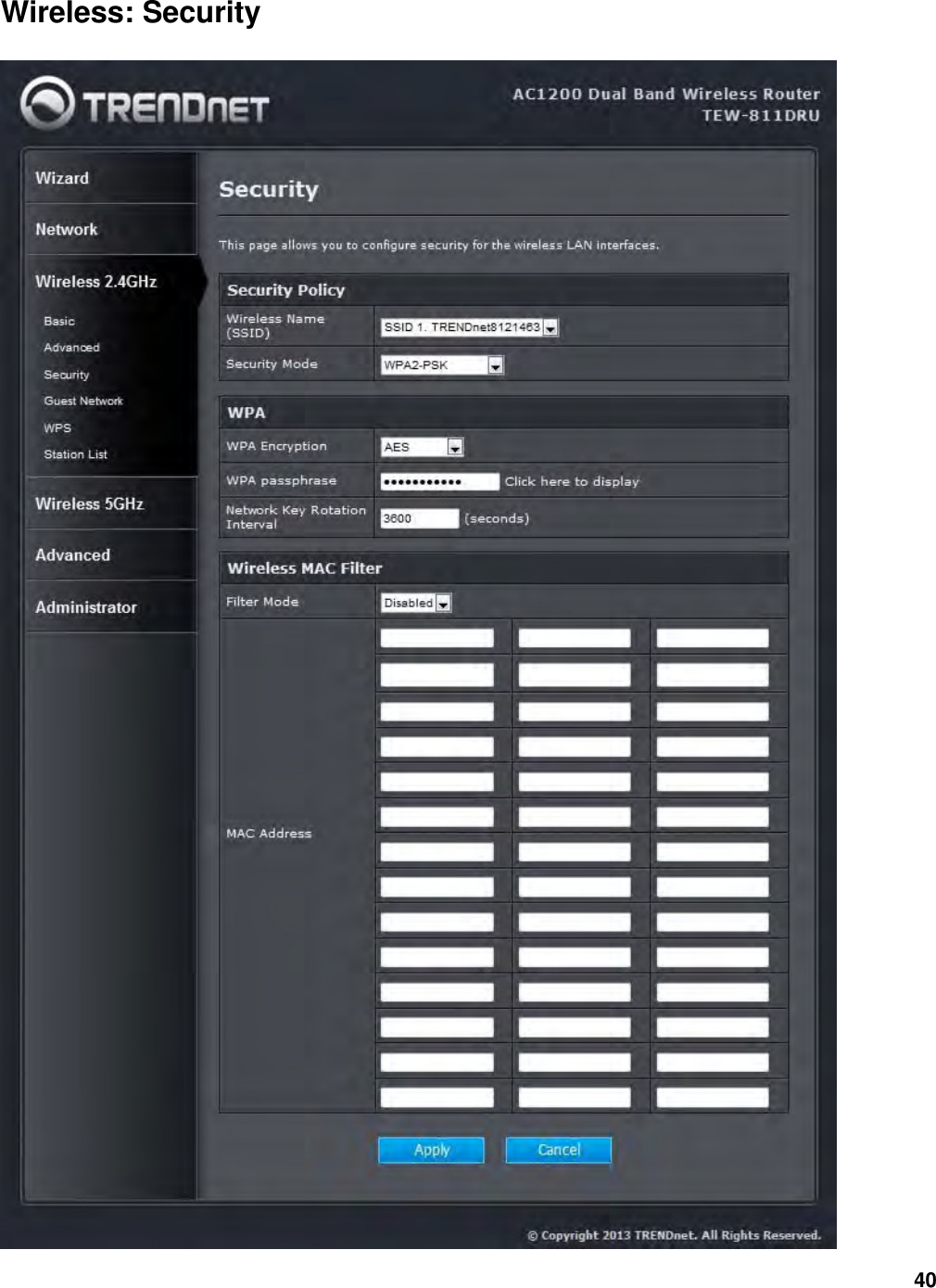 40 Wireless: Security  