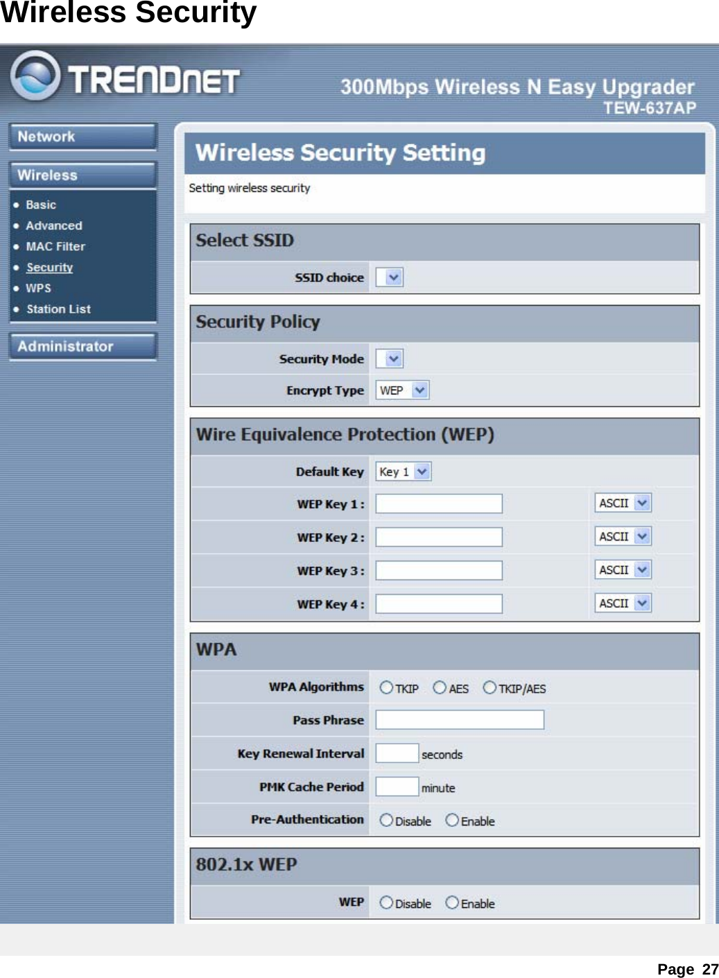 Page 27 Wireless Security   