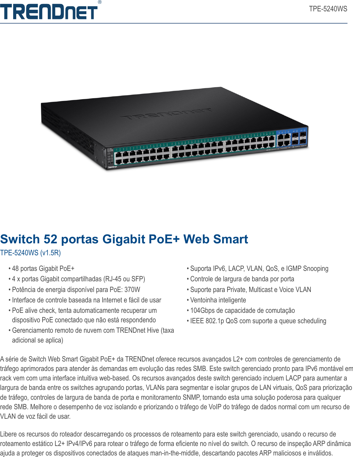 Page 1 of 5 - TRENDnet 2 BR Datasheet TPE-5240WS (v1.5R)