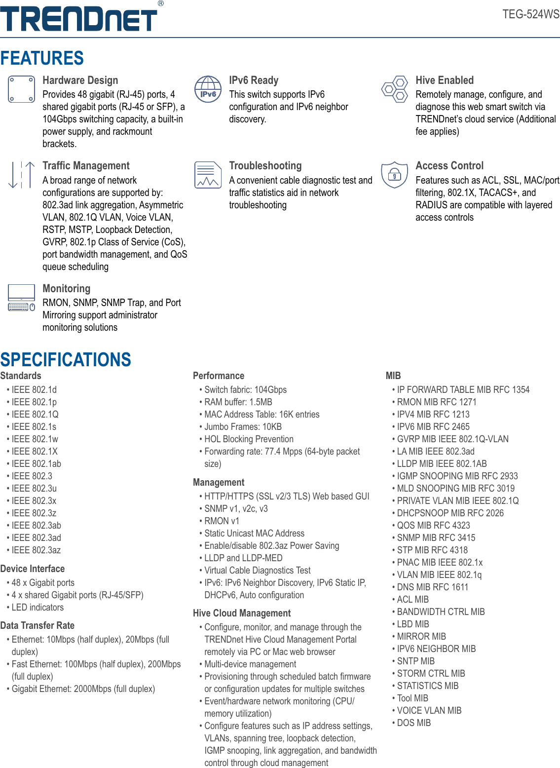 Page 3 of 4 - TRENDnet  EN Datasheet TEG-524WS (v1.5R)