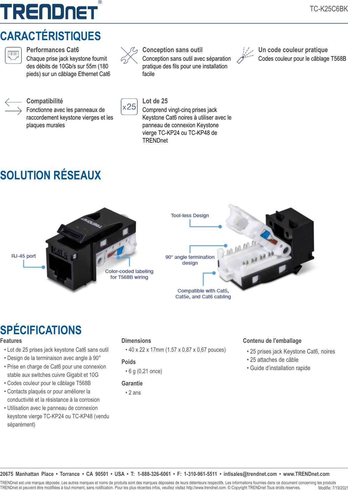 Page 2 of 2 - TRENDnet-6 FR Datasheet TC-K25C6BK (v1.0R)