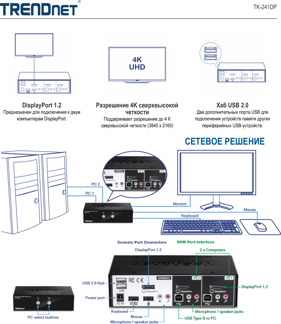 Page 2 of 3 - TRENDnet RU Datasheet TK-241DP (v1.0R)