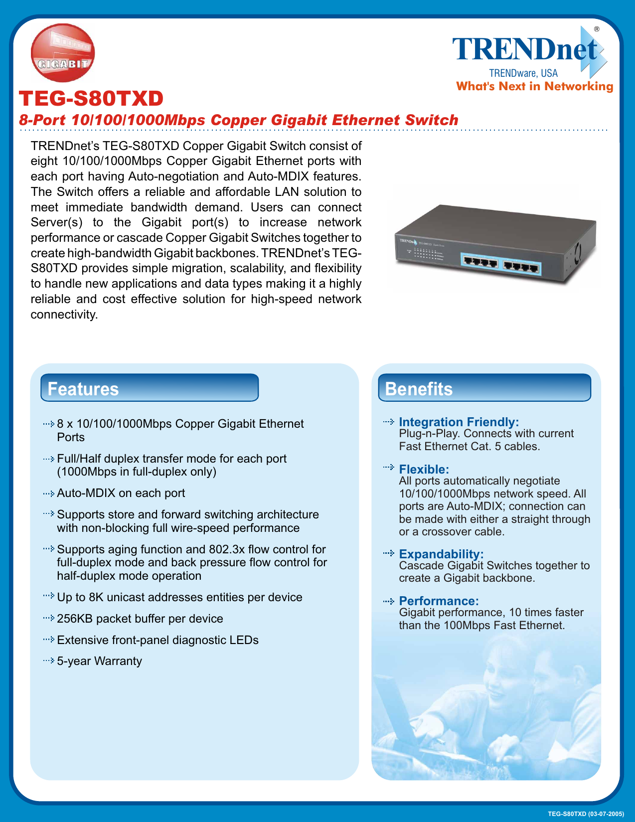 Page 1 of 2 - TRENDnet TEG-S80TXD Spec_TEG-S80TXD(English) Spec TEG-S80TXD(English)