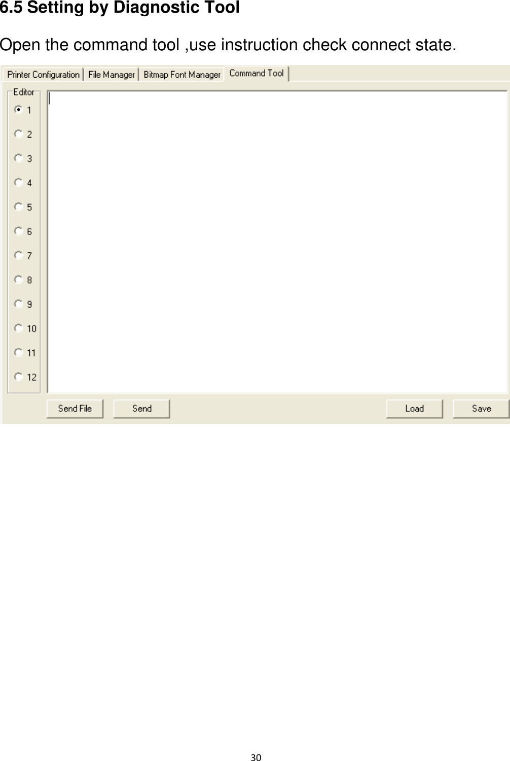 30  6.5 Setting by Diagnostic Tool   Open the command tool ,use instruction check connect state.     