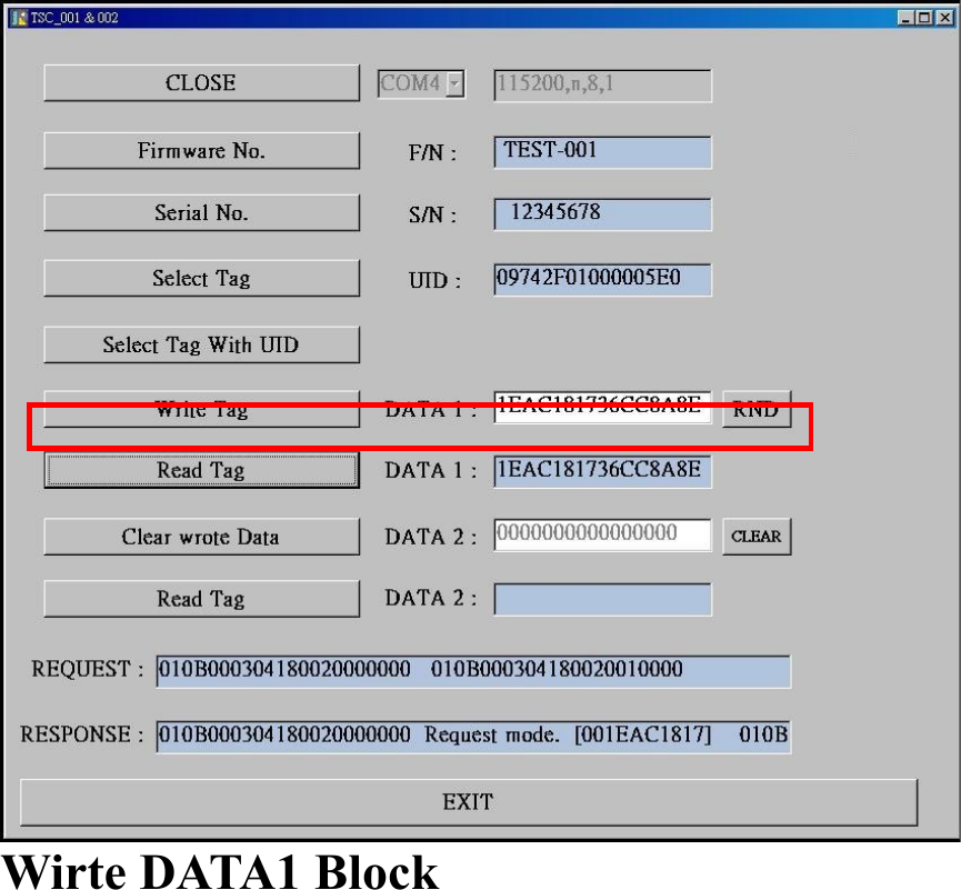 Wirte DATA1 Block