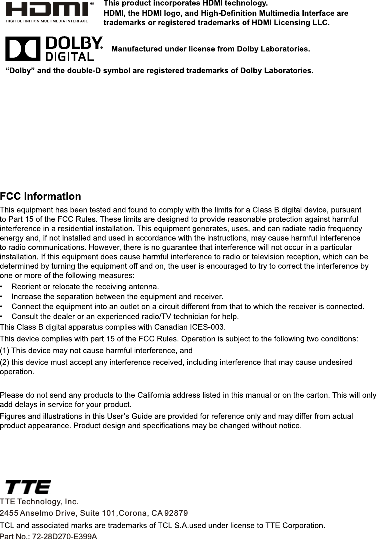 Part No.: 72-28D270-E399ATTE Technology, Inc. 2455 Anselmo Drive, Suite 101,Corona, CA 92879