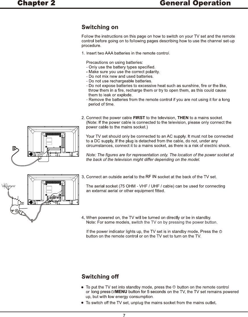 7RF INlong press   /MENU button for 5 seconds