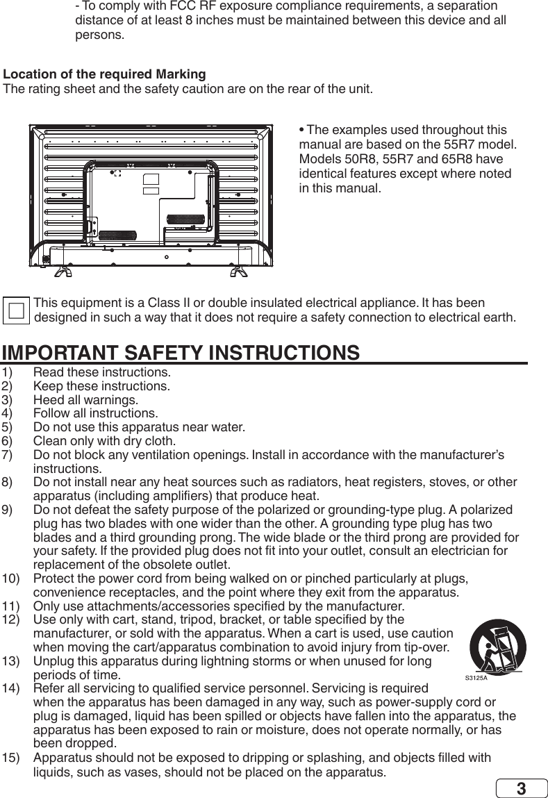 3Location of the required MarkingIMPORTANT SAFETY INSTRUCTIONS               • 