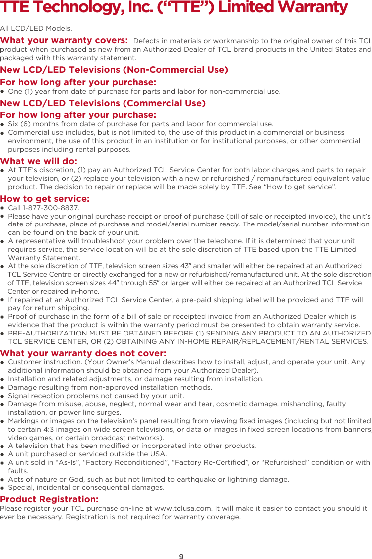 Page 11 of TTE Technology 55S401 LED TV User Manual 70 43MS10 QSG9B