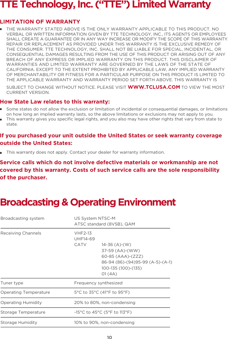 Page 12 of TTE Technology 55S401 LED TV User Manual 70 43MS10 QSG9B