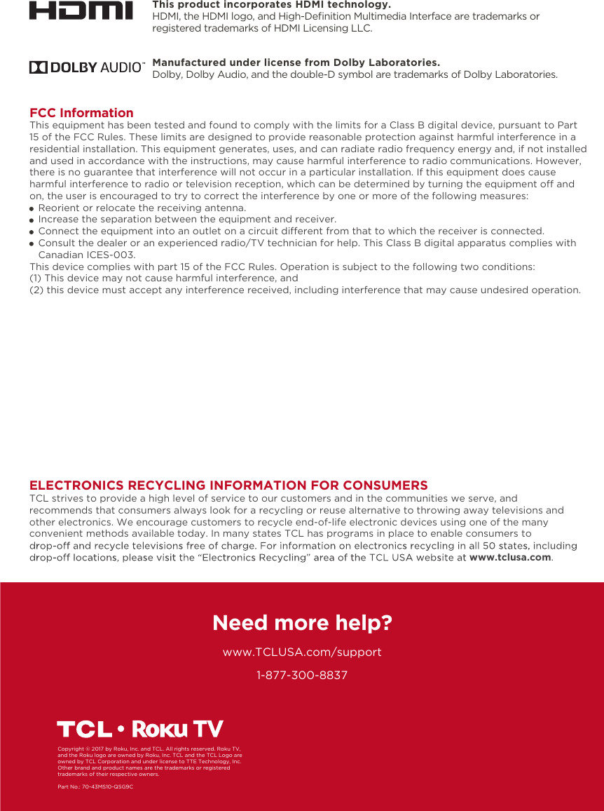 Page 14 of TTE Technology 55S401 LED TV User Manual 70 43MS10 QSG9B