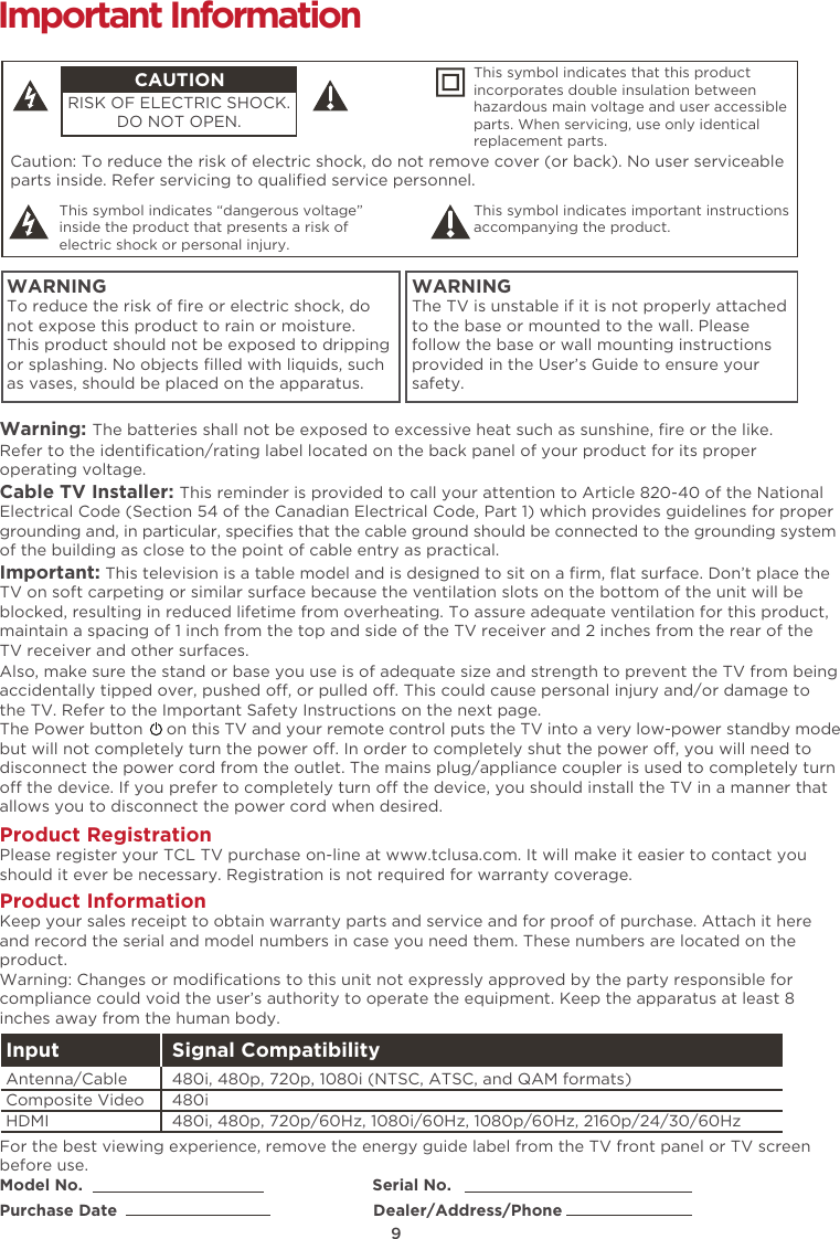 Page 11 of TTE Technology 55S517 LED TV User Manual 