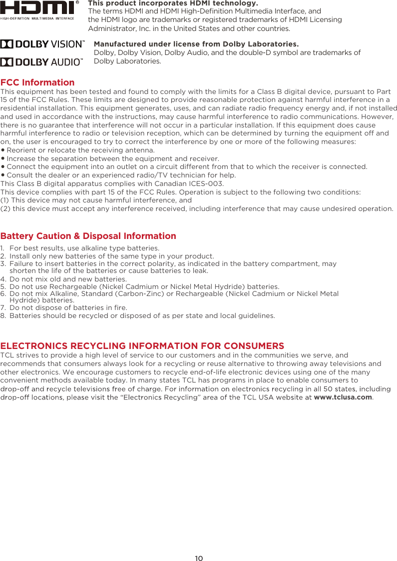 Page 12 of TTE Technology 55S517 LED TV User Manual 