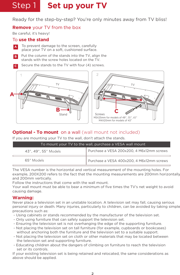 Page 4 of TTE Technology 55S517 LED TV User Manual 