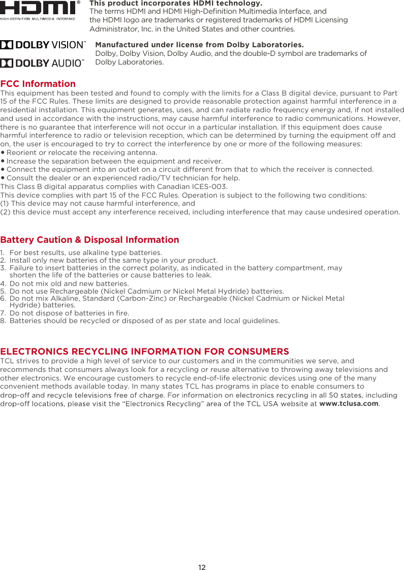 Page 14 of TTE Technology 65R613 LED TV User Manual 