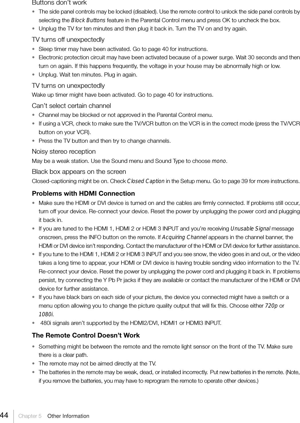 Page 44 of TTE Technology L52FHD38 LCD TV User Manual