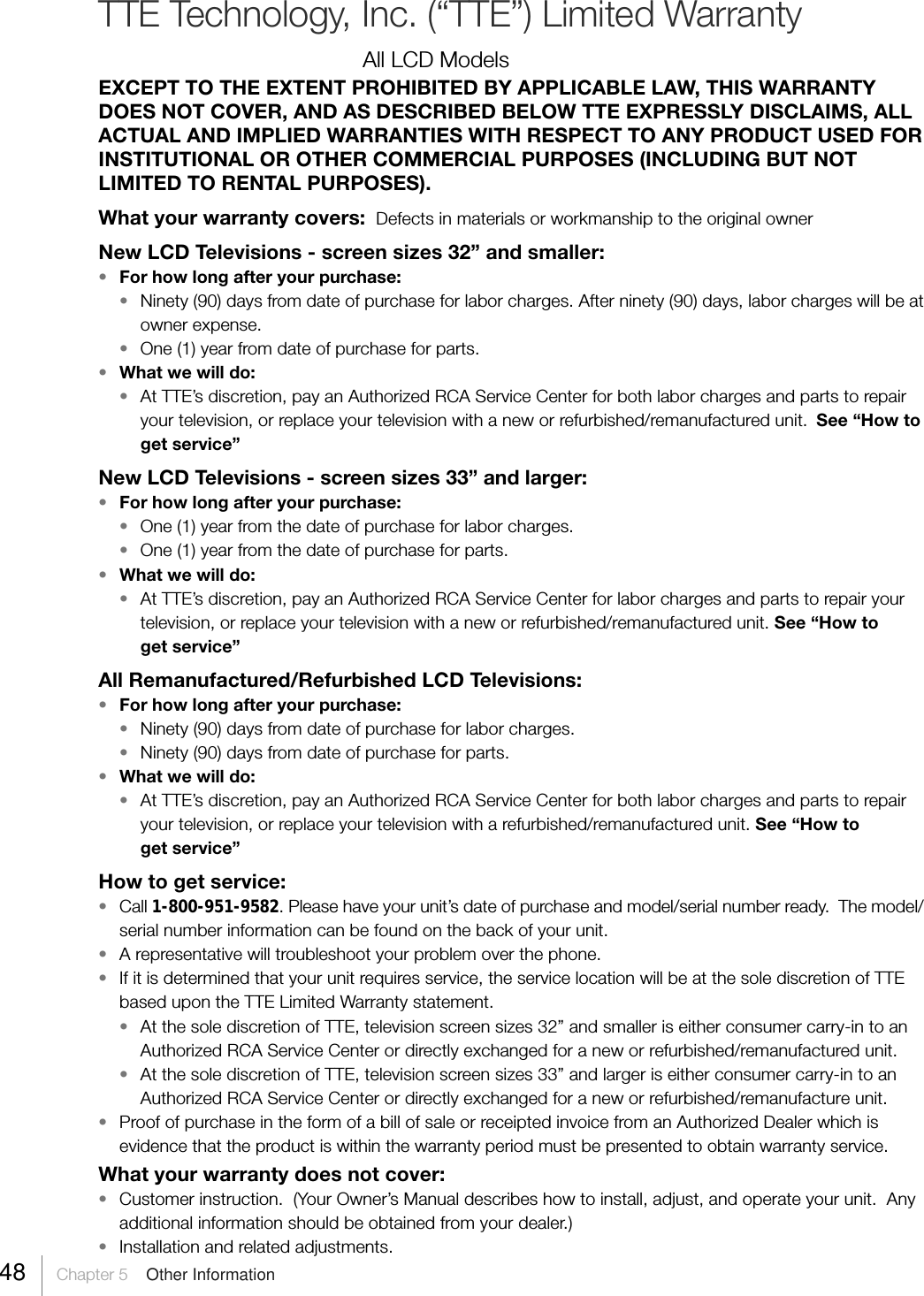 Page 48 of TTE Technology L52FHD38 LCD TV User Manual