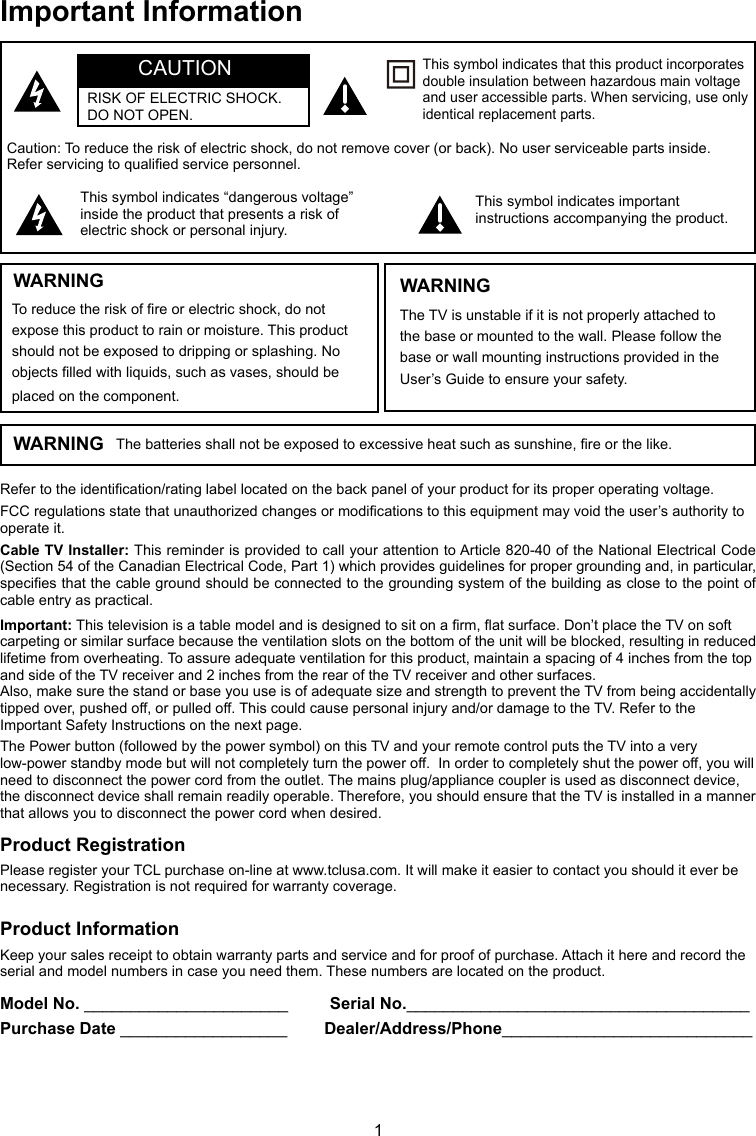 Page 2 of TTE Technology LE39FHDE3000 LCD TV User Manual LE39FHDE3000 User Guide