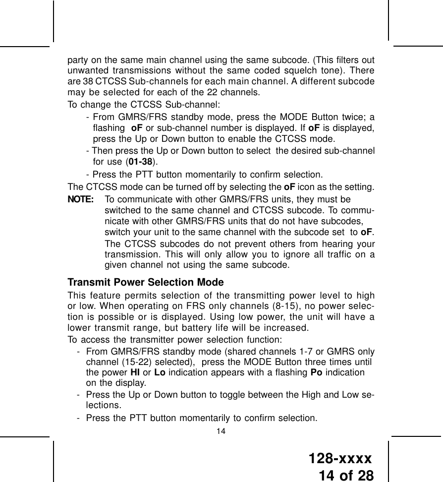 Page 15 of TTI Tech GMRS200 FRS/GMRS COMBINATION User Manual 1287027 p65