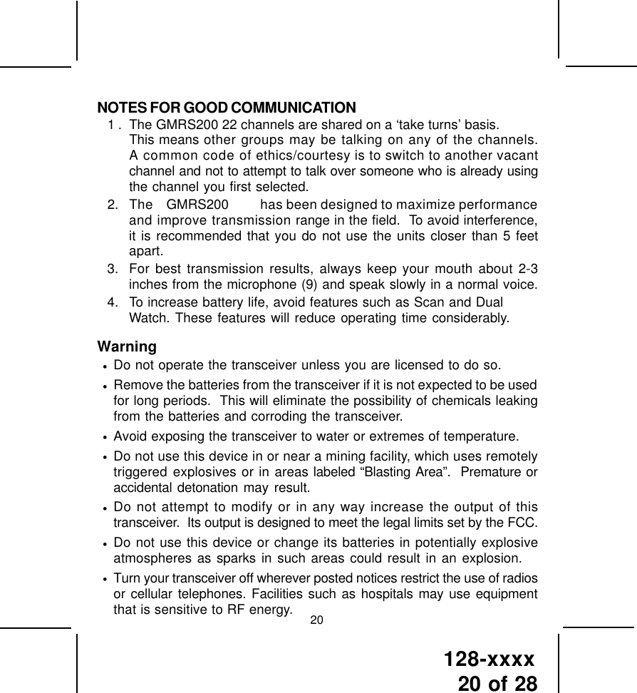 Page 21 of TTI Tech GMRS200 FRS/GMRS COMBINATION User Manual 1287027 p65