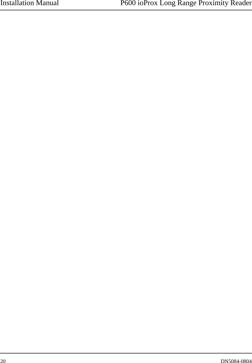 Installation Manual P600 ioProx Long Range Proximity Reader20 DN5084-0804