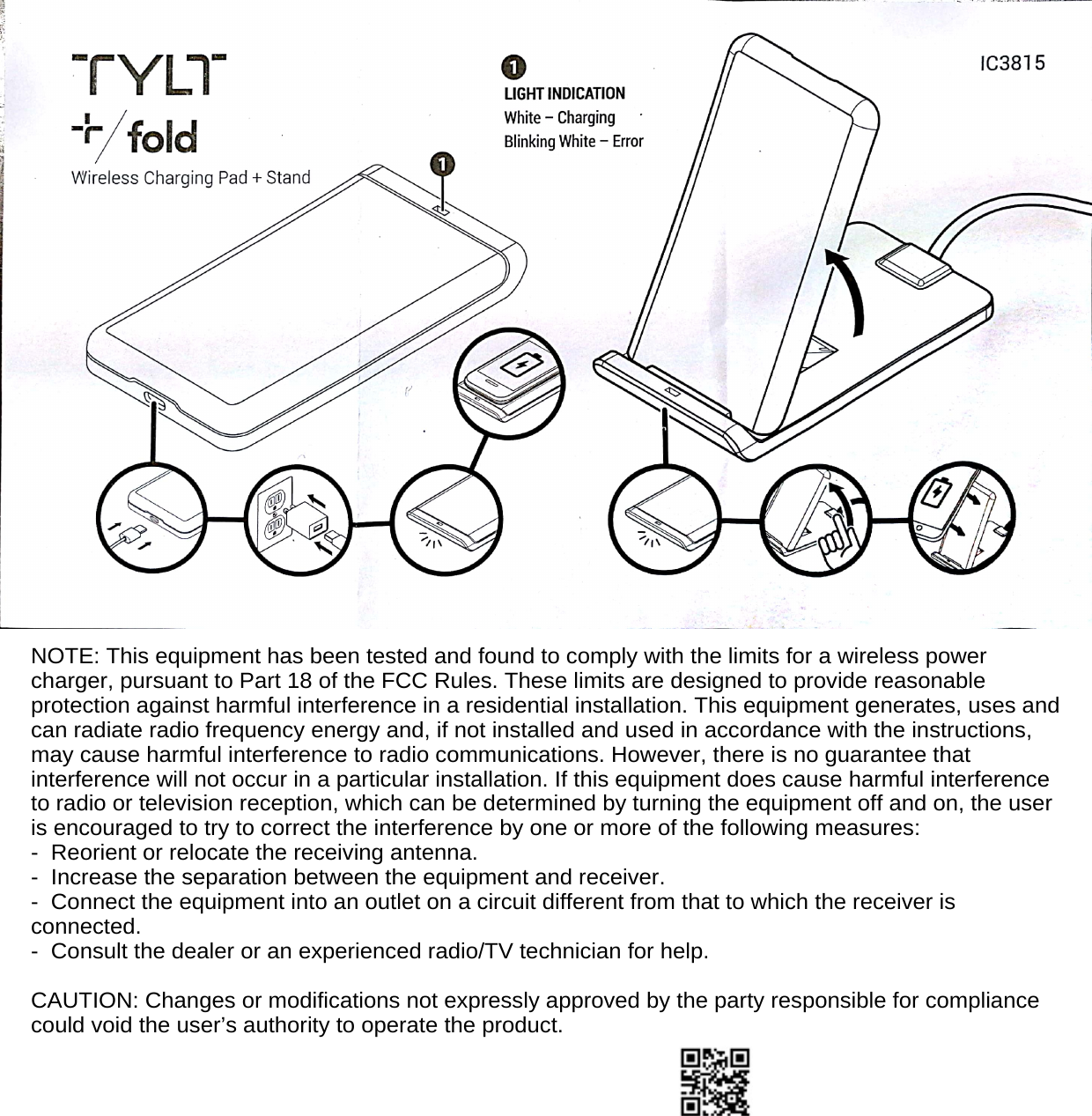 Page 1 of TYLT 200S Wireless Fast Charger User Manual                       2018 04 25