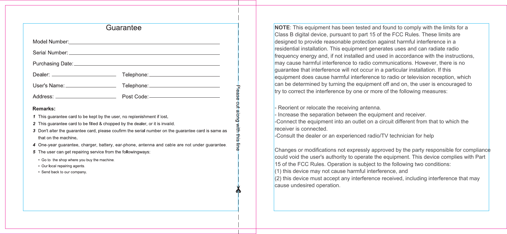 Class B digital device, pursuant to part 15 of the FCC Rules. These limits aredesigned to provide reasonable protection against harmful interference in aresidential installation. This equipment generates uses and can radiate radiofrequency energy and, if not installed and used in accordance with the instructions,may cause harmful interference to radio communications. However, there is noguarantee that interference will not occur in a particular installation. If thisequipment does cause harmful interference to radio or television reception, whichcan be determined by turning the equipment off and on, the user is encouraged totry to correct the interference by one or more of the following measures:- Reorient or relocate the receiving antenna.- Increase the separation between the equipment and receiver.-Connect the equipment into an outlet on a circuit different from that to which thereceiver is connected.-Consult the dealer or an experienced radio/TV technician for helpChanges or modifications not expressly approved by the party responsible for compliancecould void the user&apos;s authority to operate the equipment. This device complies with Part15 of the FCC Rules. Operation is subject to the following two conditions:(1) this device may not cause harmful interference, and(2) this device must accept any interference received, including interference that maycause undesired operation.NOTE: This equipment has been tested and found to comply with the limits for a