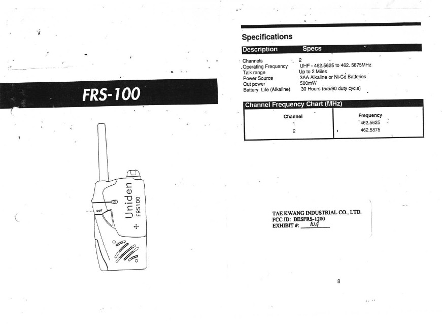 FAMILY RADIO TRANSCEIVER User Manual