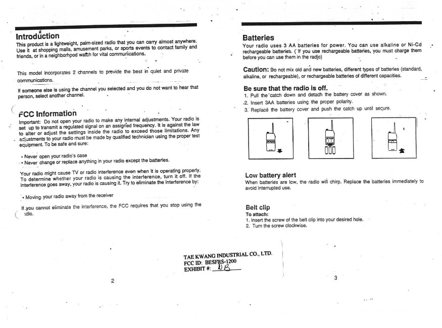 FAMILY RADIO TRANSCEIVER User Manual