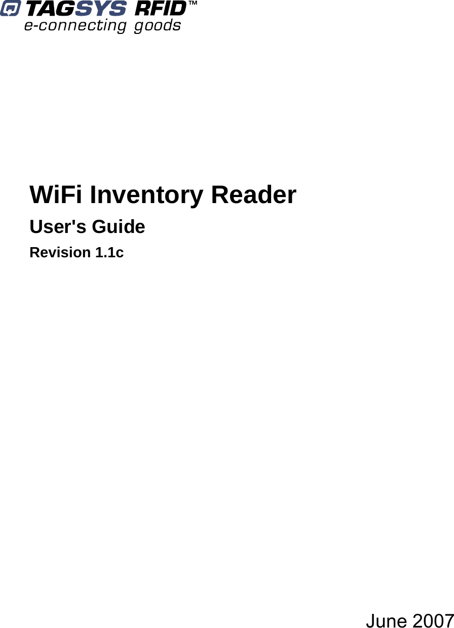            WiFi Inventory Reader User&apos;s Guide Revision 1.1c                  June 2007     