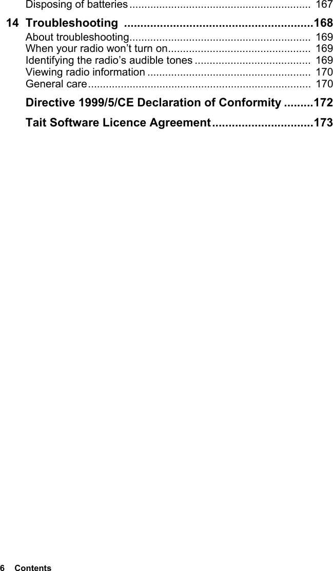 Page 6 of Tait TPDB1C Portable Transceiver User Manual TP9300 User        s Guide