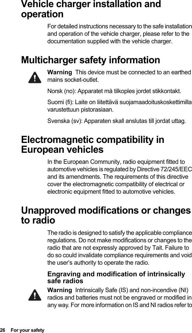 Page 26 of Tait TPDH7B Portable Transceiver User Manual TP9400 User        s Guide