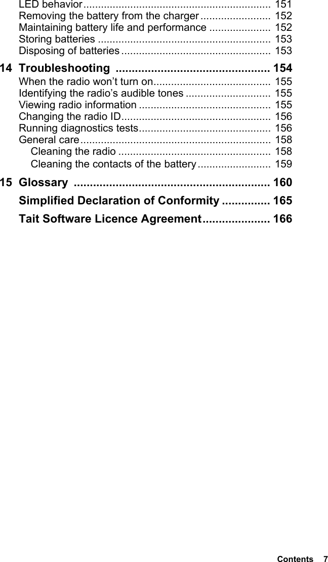Page 7 of Tait TPDH7B Portable Transceiver User Manual TP9400 User        s Guide