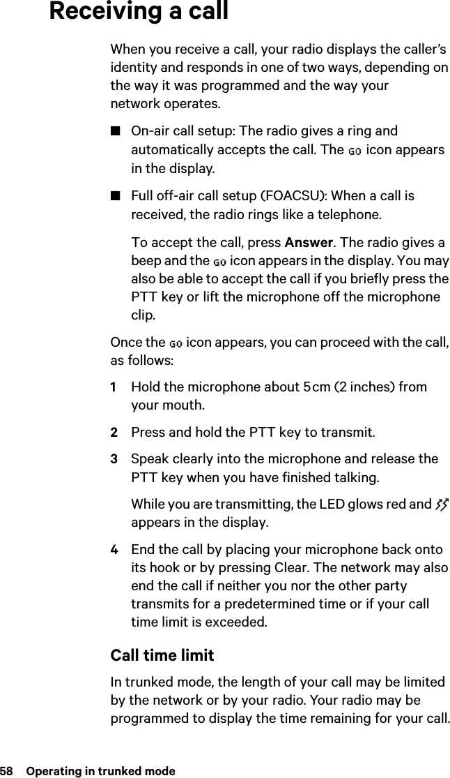 Page 58 of Tait TPDK5A Handheld Portable Transceiver User Manual TP9300 User        s Guide