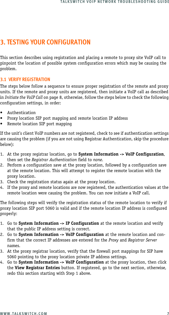 Page 11 of 12 - Talkswitch Talkswitch-Centrepoint-Technologies-Switch-3-24-Users-Manual- VoIP Network Troubleshooting Guide  Talkswitch-centrepoint-technologies-switch-3-24-users-manual