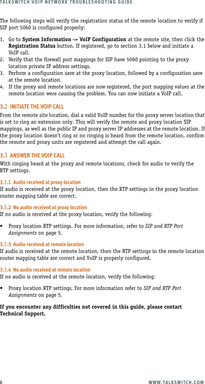 Page 12 of 12 - Talkswitch Talkswitch-Centrepoint-Technologies-Switch-3-24-Users-Manual- VoIP Network Troubleshooting Guide  Talkswitch-centrepoint-technologies-switch-3-24-users-manual