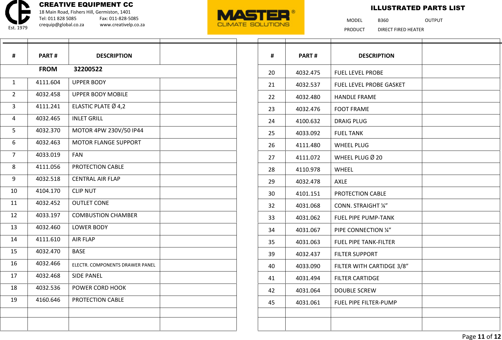 Page 11 of 12 - Talon-Tools Talon-Tools-B360-Parts-List B 360 - Master Illustrated Parts List