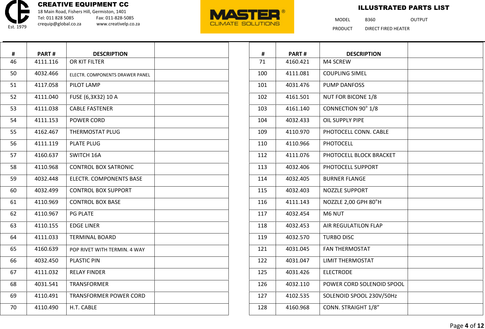 Page 4 of 12 - Talon-Tools Talon-Tools-B360-Parts-List B 360 - Master Illustrated Parts List