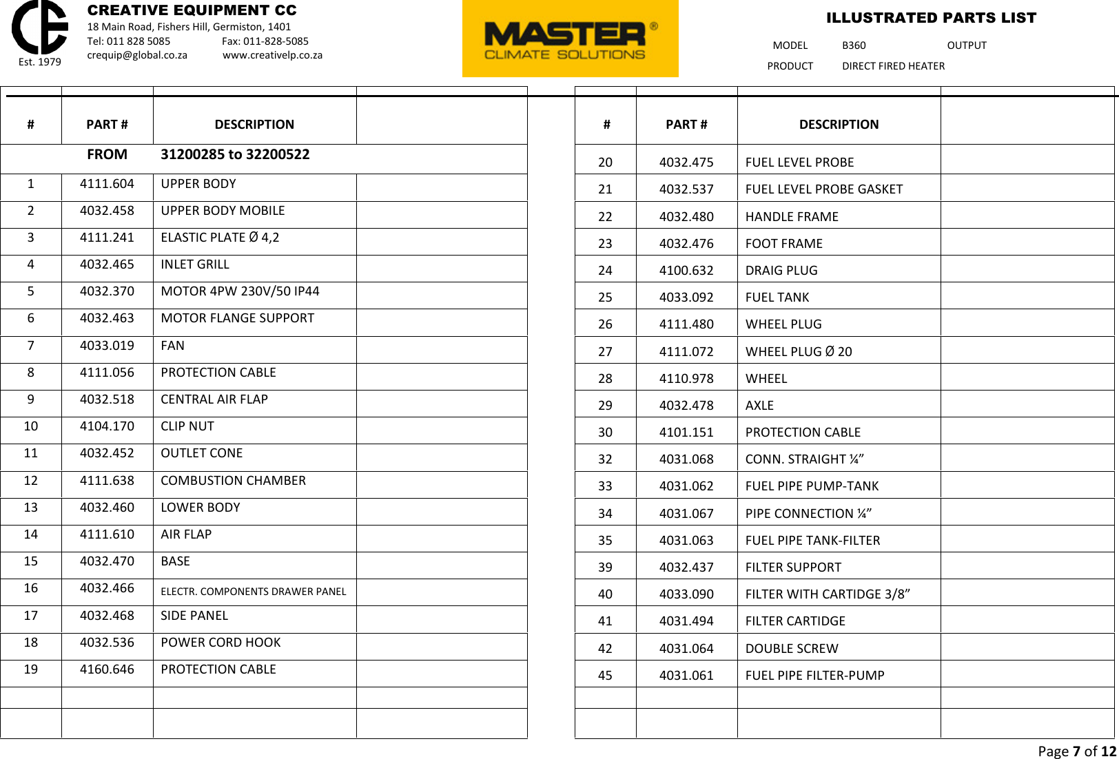 Page 7 of 12 - Talon-Tools Talon-Tools-B360-Parts-List B 360 - Master Illustrated Parts List