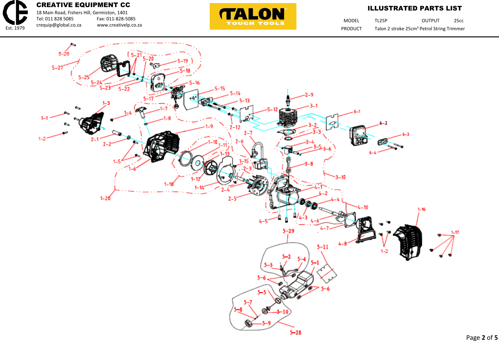 Talon Tools Tl25P Parts List
