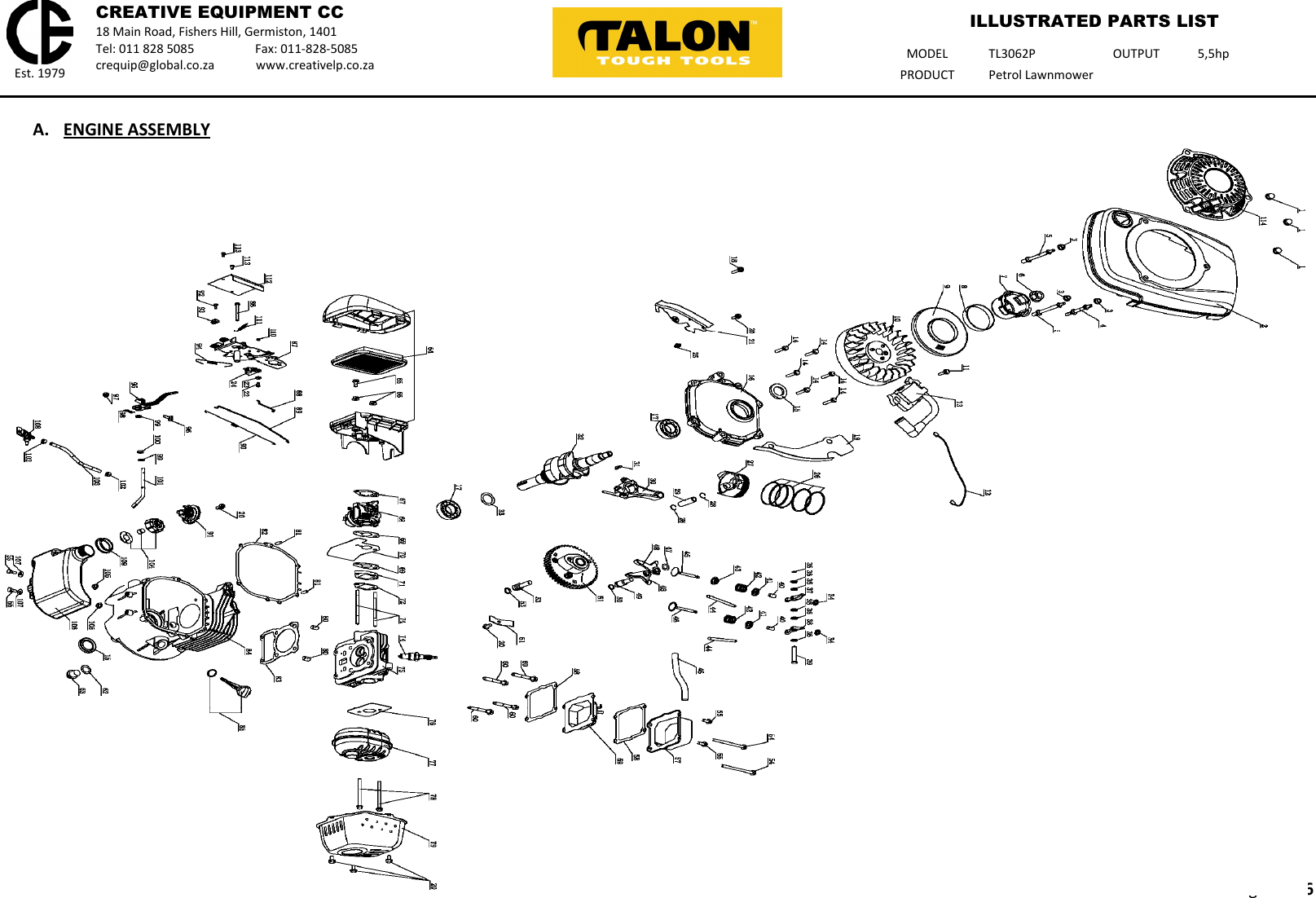 Talon Tools Tl3062p Parts List Web Master Illustrated Lawnmower