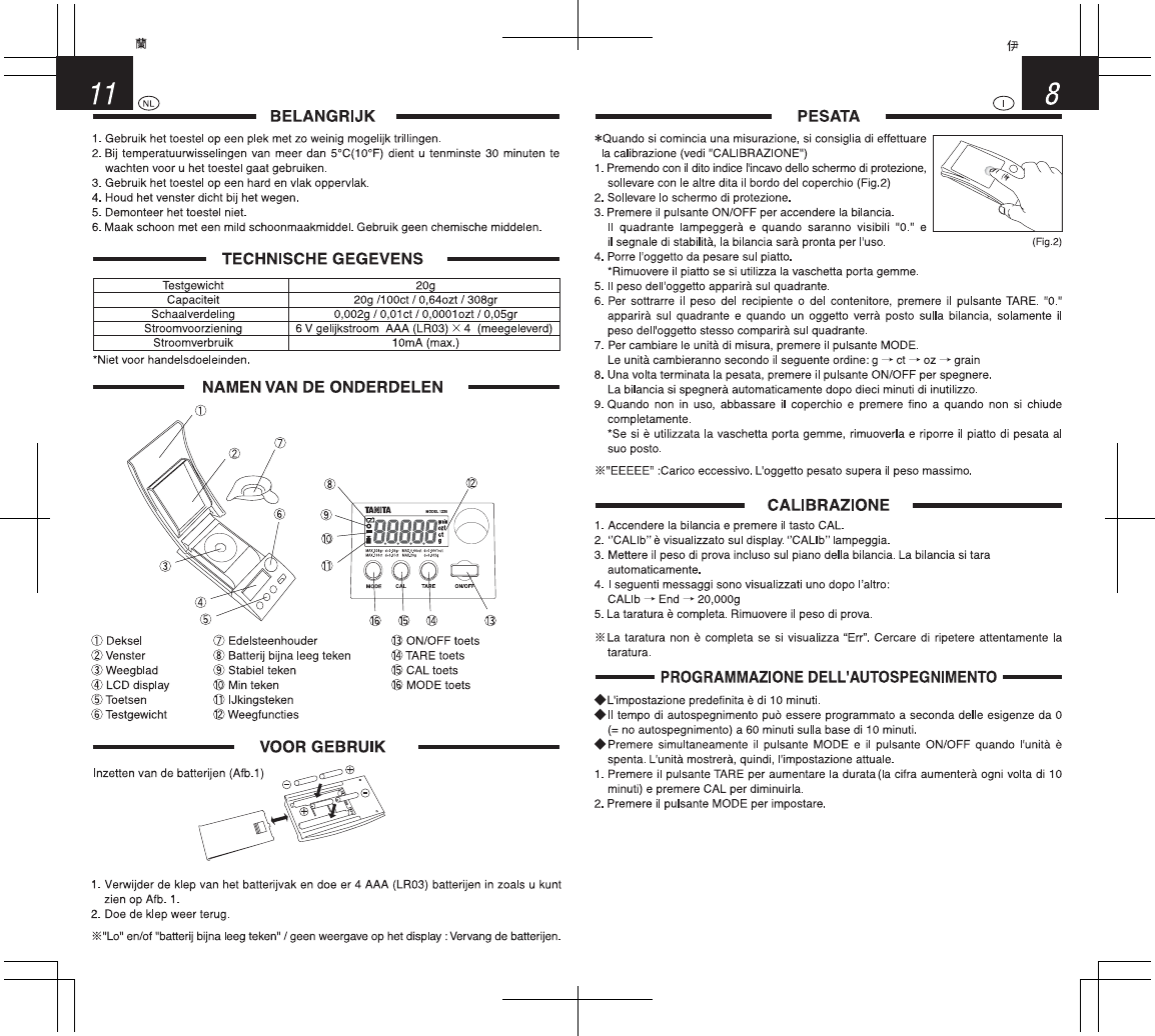 Tanita 1230 Owner S Manual