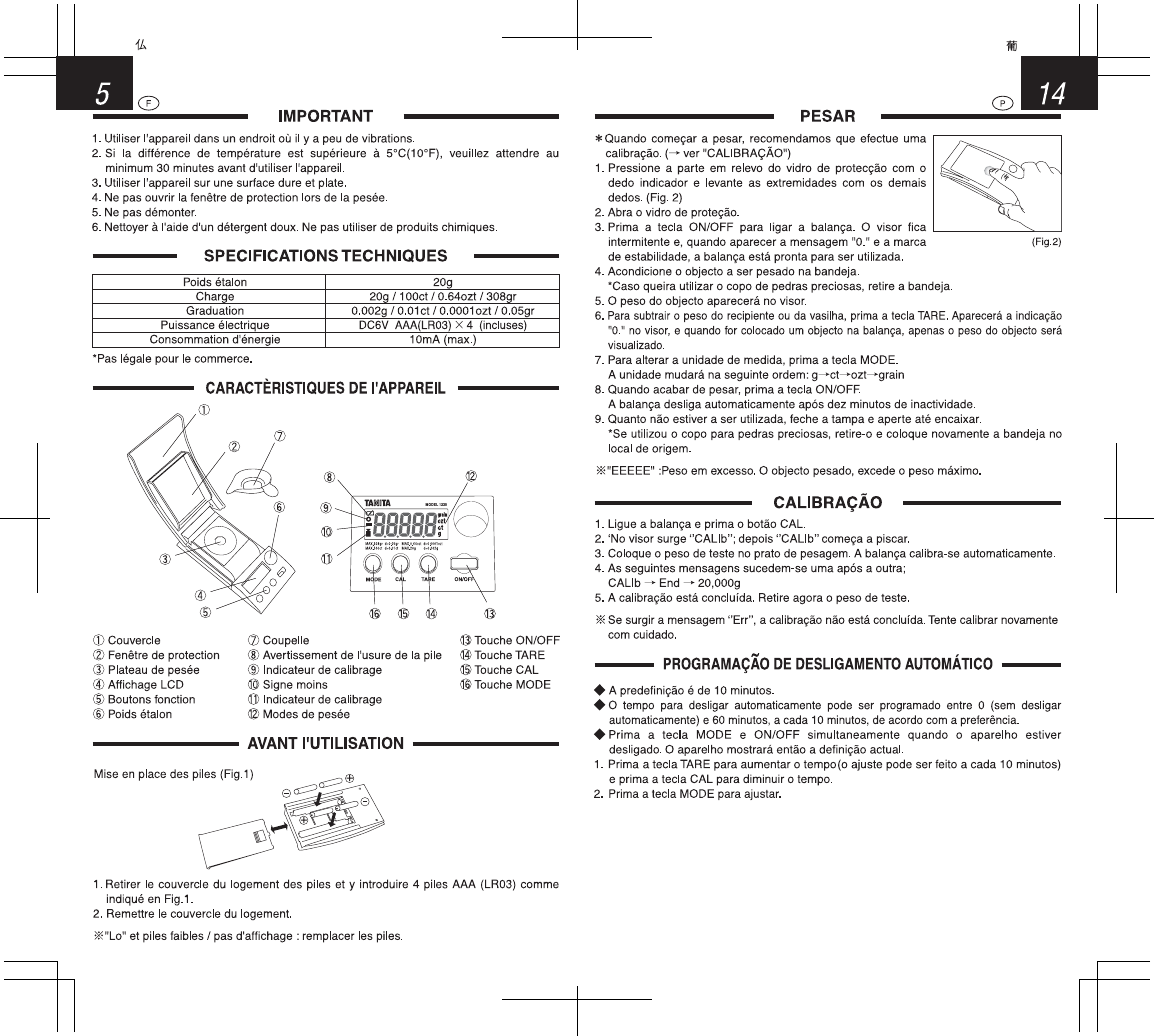 Page 8 of 12 - Tanita Tanita-1230-Owner-S-Manual